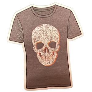 •MISSION RIDGE•NWT MENS STONE GREY SKULL 💀 FACE/HEAD TEE SHIRT SIZE LARGE